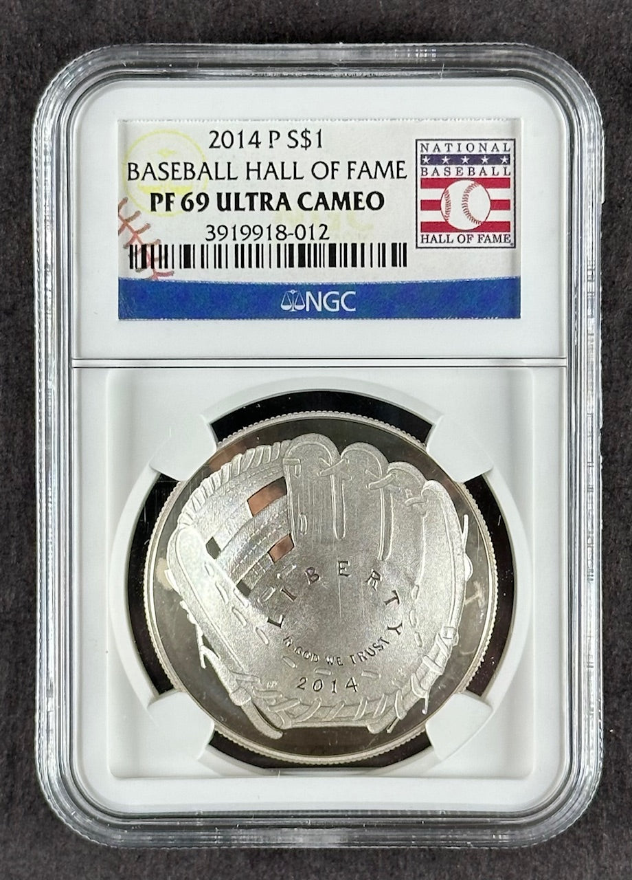 2014-P Baseball Hall of Fame Silver Dollar – NGC PF69 Ultra Cameo