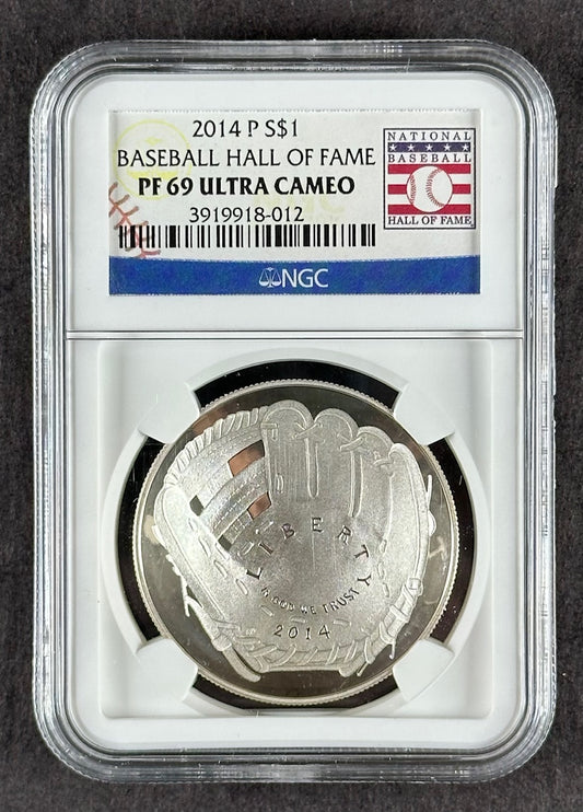 2014-P Baseball Hall of Fame Silver Dollar – NGC PF69 Ultra Cameo
