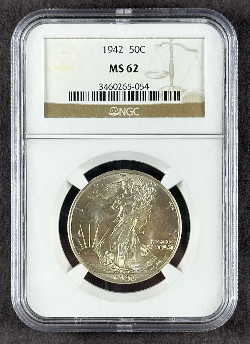 1942 Walking Liberty Half Dollar 50¢ – NGC MS62 – U.S. Silver Coin