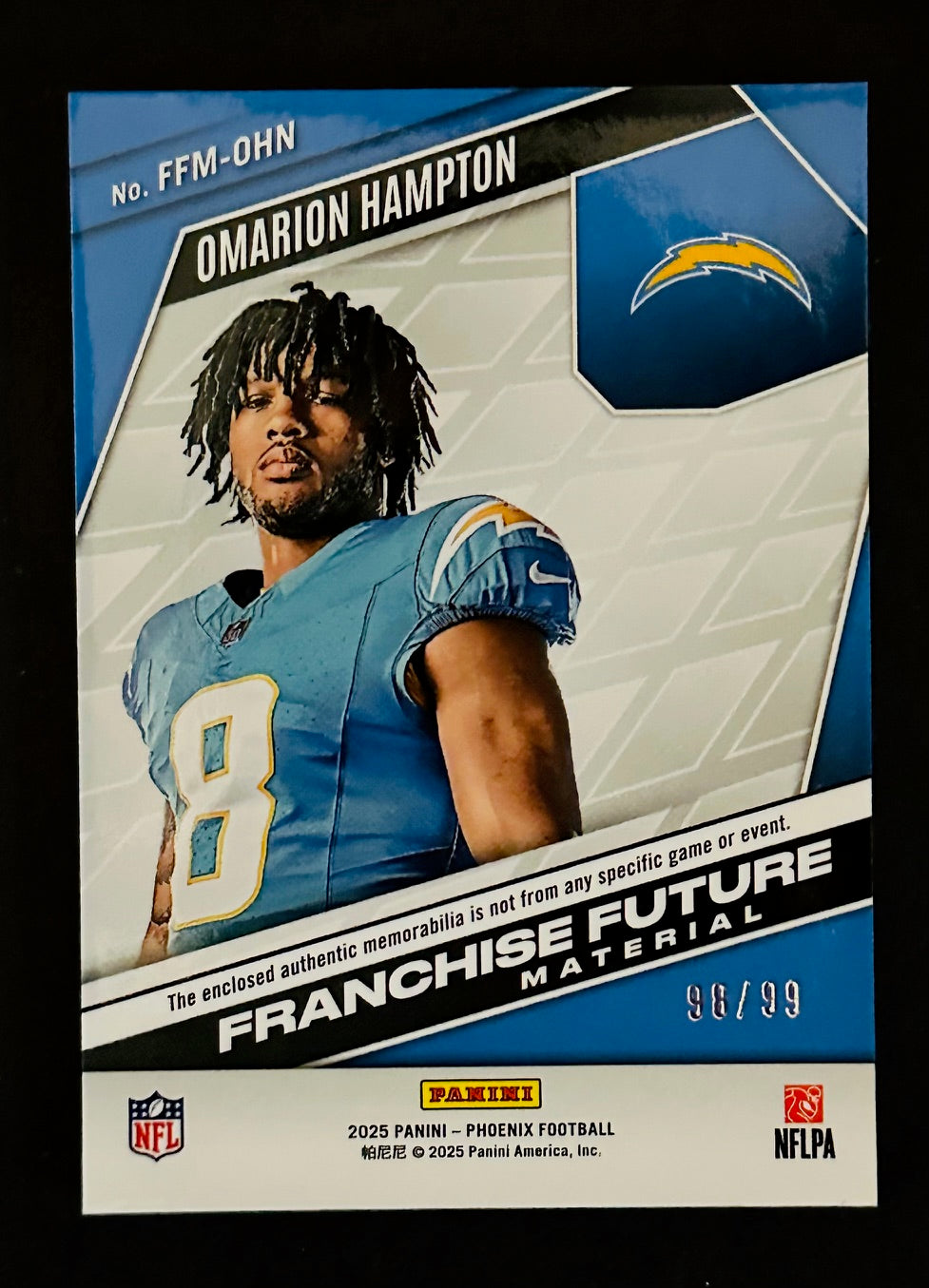 2025 Panini Phoenix Franchise Future Patch RC /99 - Omarion Hampton (Chargers)