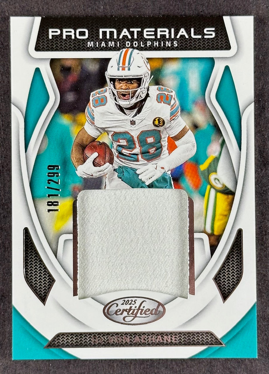 2025 Panini Certified Pro Materials Patch /299 - De’Von Achane (Dolphins)