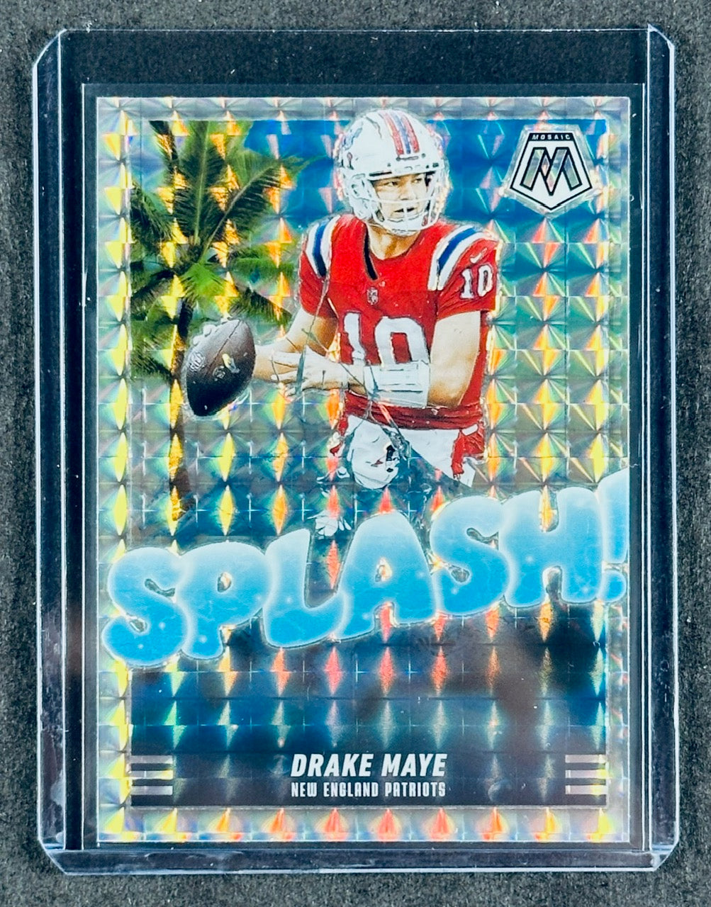 2025 Panini Mosaic Drake Maye Splash! Silver Prizm #3 New England Patriots