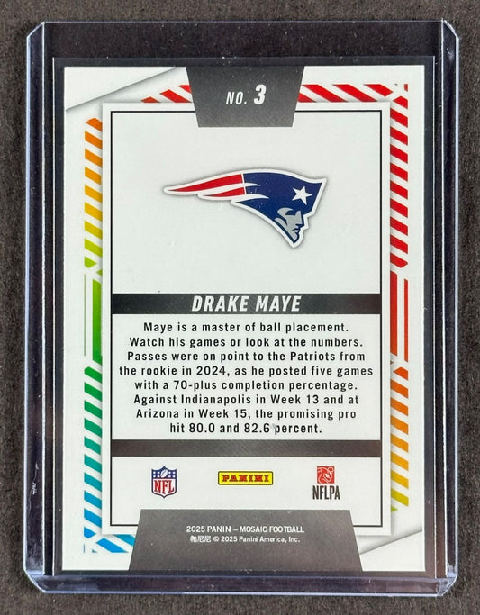 2025 Panini Mosaic Drake Maye “Men of Mastery” Insert #3 New England Patriots