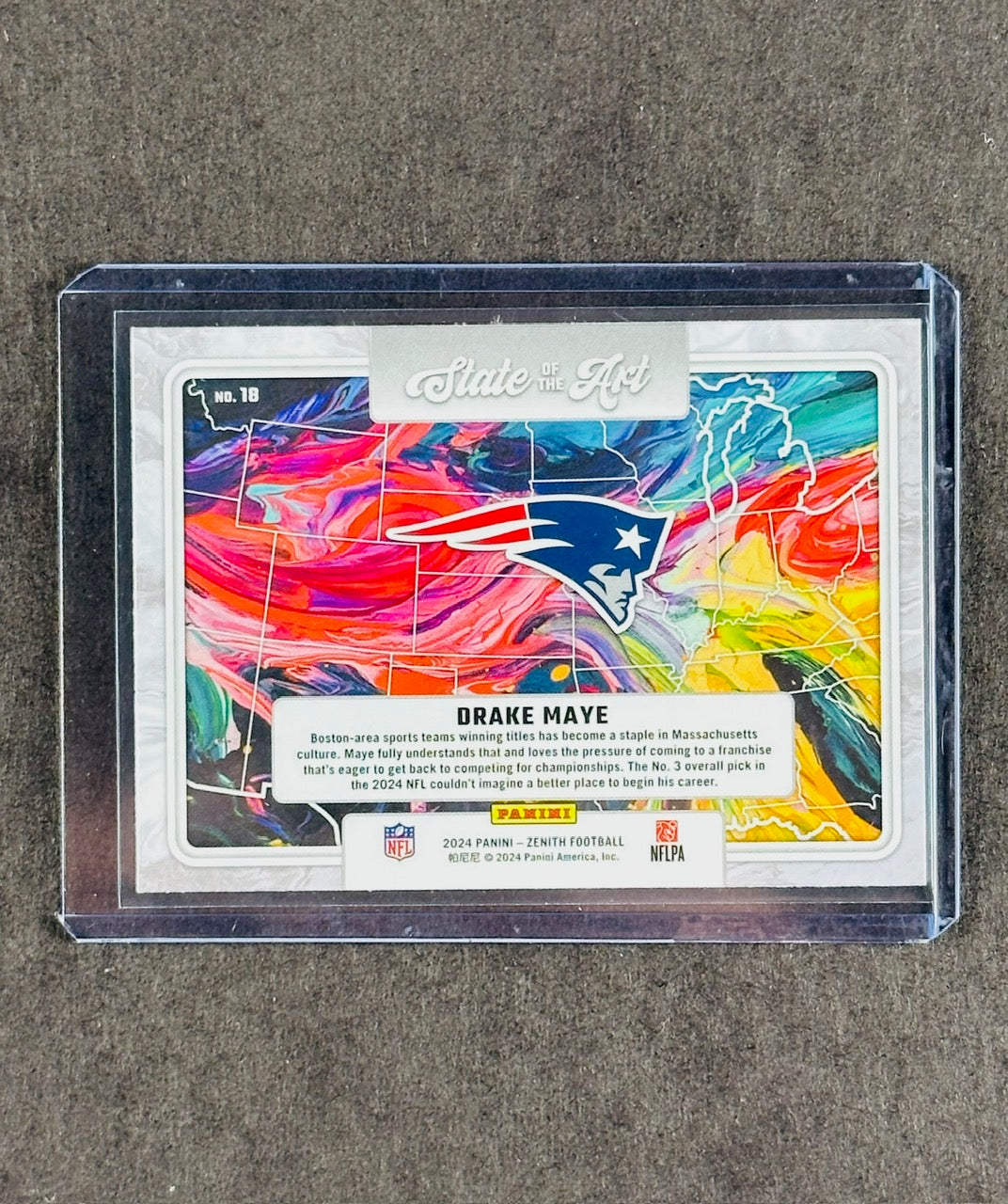 2024 Panini Zenith State of the Art Drake Maye Rookie Insert #18 – New England Patriots