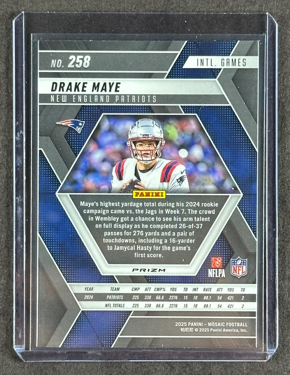 2025 Panini Mosaic Drake Maye England Games – Patriots #258