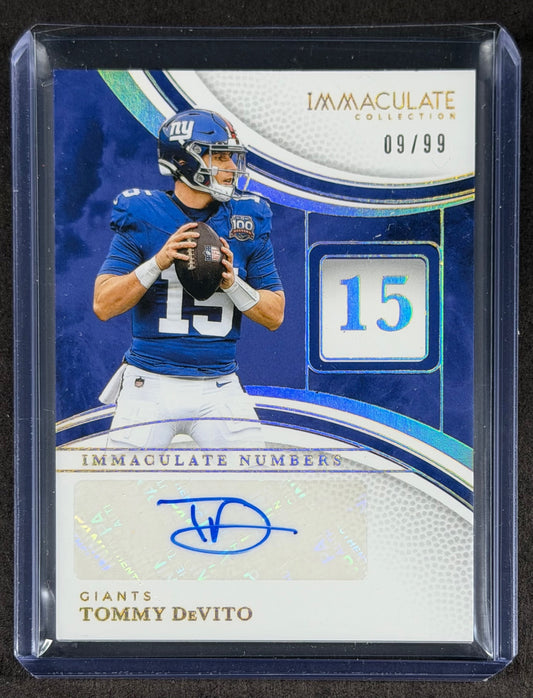 2025 Panini Immaculate Tommy DeVito Immaculate Numbers Auto /99 Giants