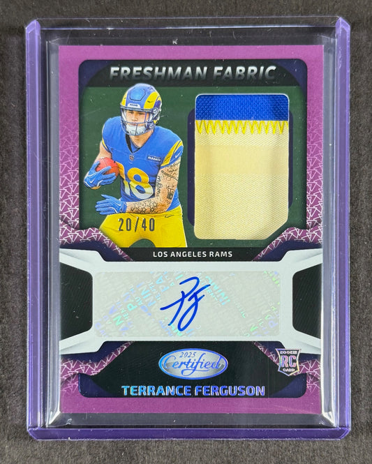 2025 Panini Certified Terrance Ferguson Freshman Fabric RPA Auto /40 Rams RC