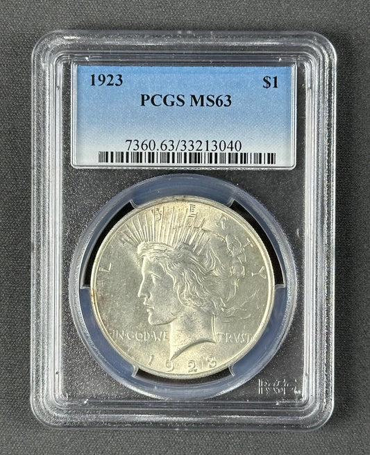 1923 Peace Dollar $1 – PCGS MS63 – U.S. Silver Coin