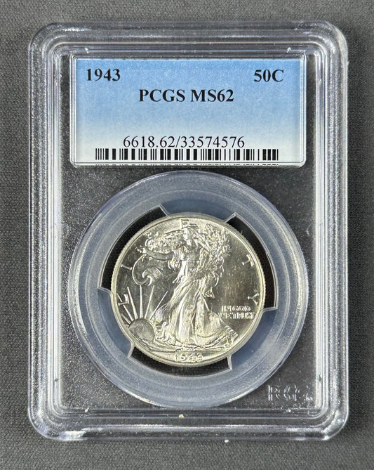 1943 Walking Liberty Half Dollar 50¢ – PCGS MS62 – U.S. Silver Coin