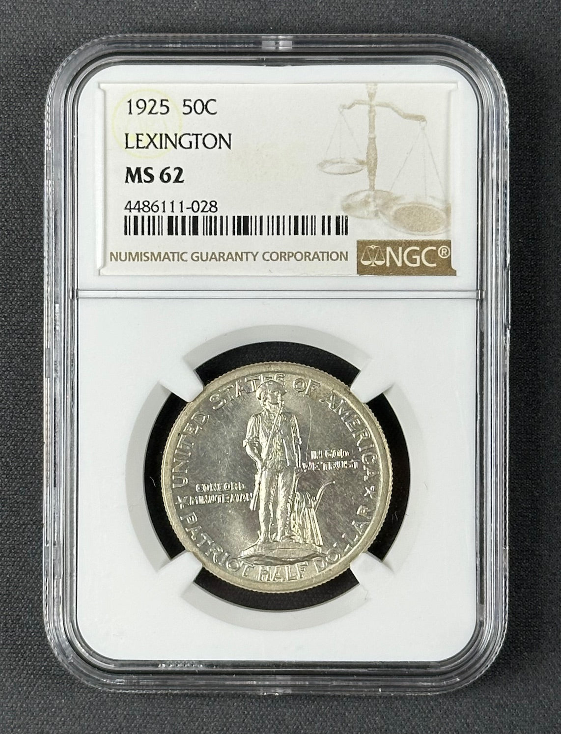 1925 Lexington-Concord Half Dollar 50¢ – NGC MS62 – U.S. Silver Commemorative Coin