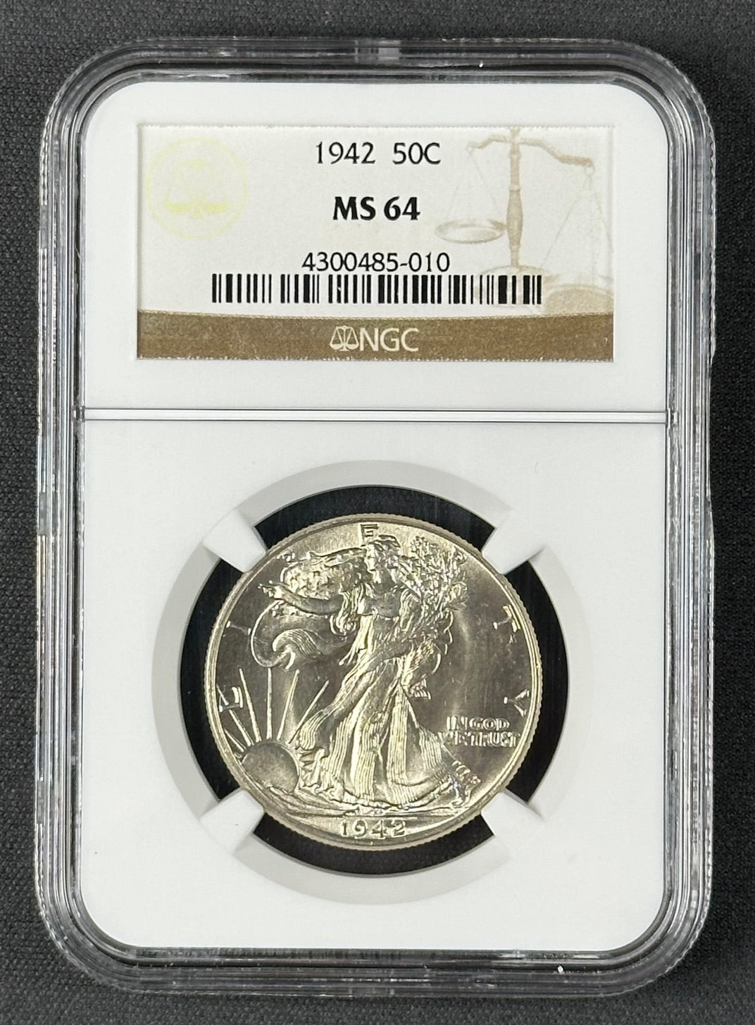 1942 Walking Liberty Half Dollar 50¢ – NGC MS64 – U.S. Silver Coin
