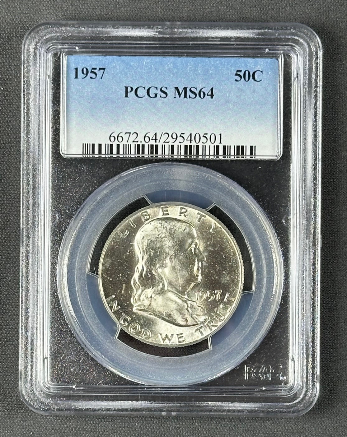 1957 Franklin Half Dollar 50¢ – PCGS MS64 – U.S. Silver Coin