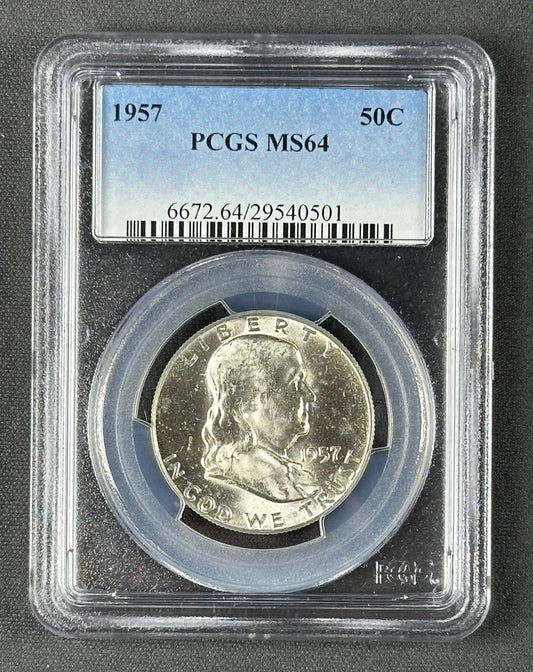 1957 Franklin Half Dollar 50¢ – PCGS MS64 – U.S. Silver Coin