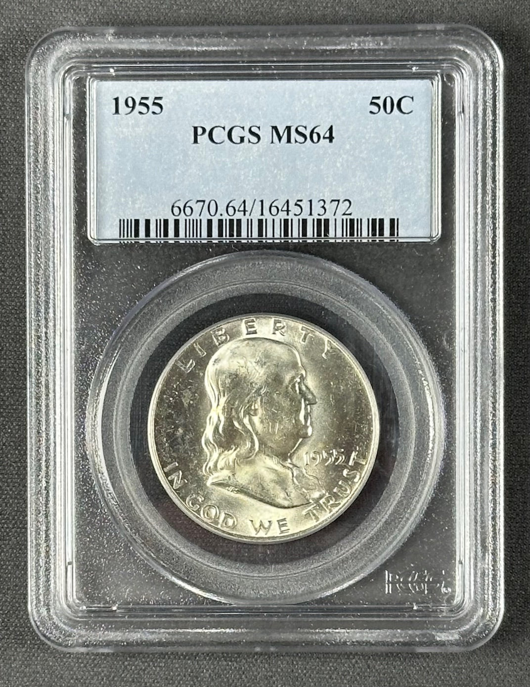 1955 Franklin Half Dollar 50¢ – PCGS MS64 – U.S. Silver Coin