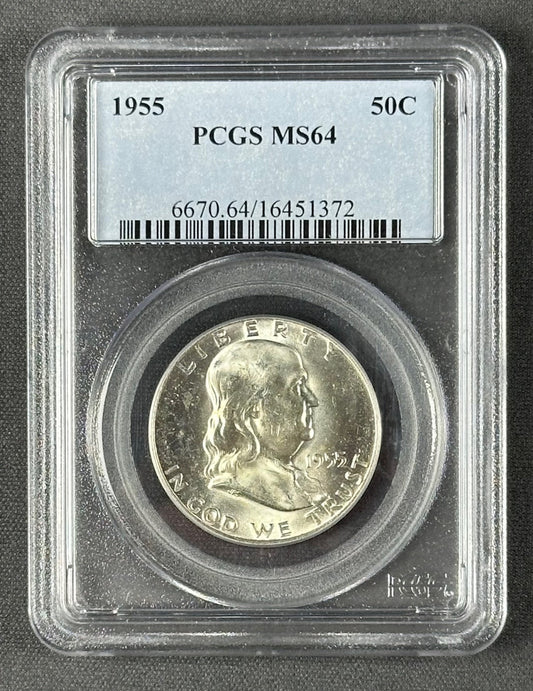 1955 Franklin Half Dollar 50¢ – PCGS MS64 – U.S. Silver Coin