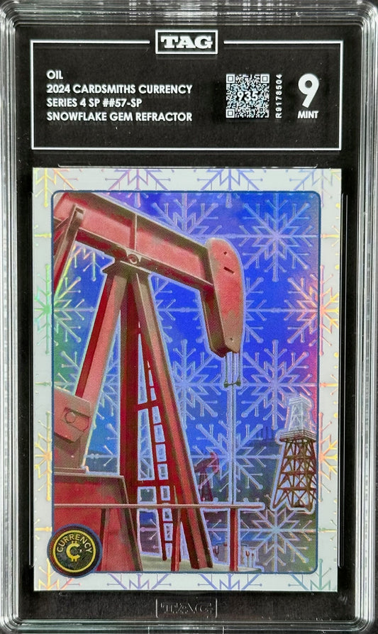 2024 Cardsmiths Currency Series 4 #57-SP Oil — Snowflake 3/3 Omega Gem Refractor (TAG Graded Mint 9)