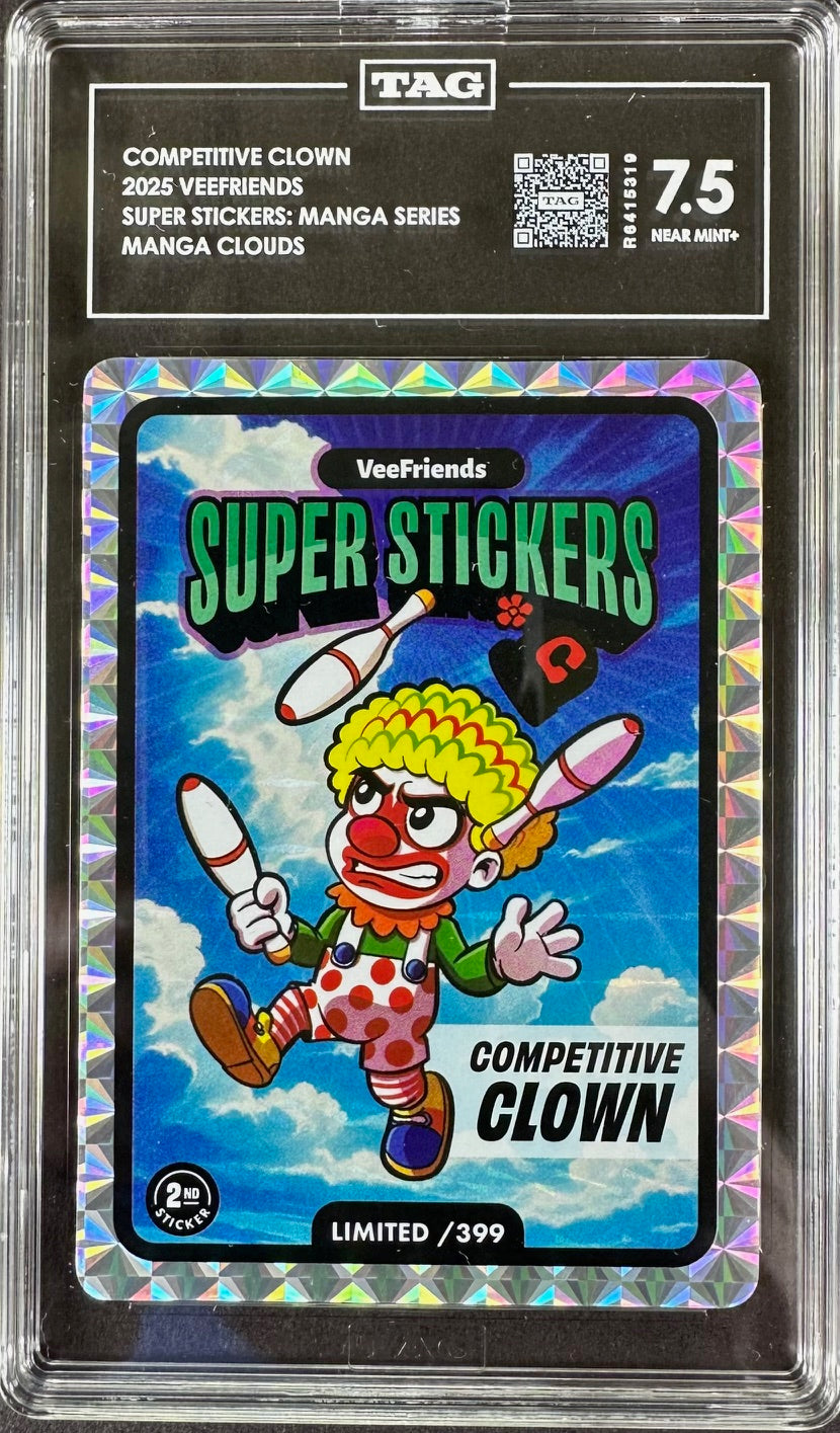2025 VeeFriends – Competitive Clown TAG 7.5 Near Mint+ – Super Stickers: Manga Series Manga Clouds