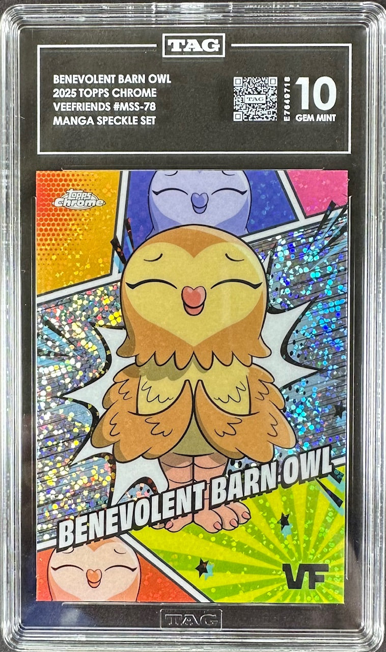 2025 Topps Chrome – Benevolent Barn Owl TAG 10 Gem Mint – VeeFriends #MSS-78 Manga