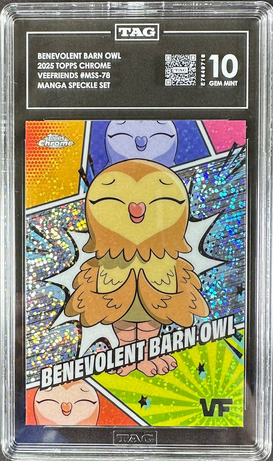 2025 Topps Chrome – Benevolent Barn Owl TAG 10 Gem Mint – VeeFriends #MSS-78 Manga