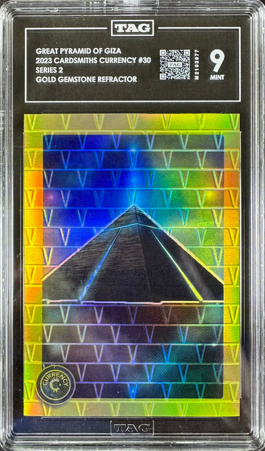 2023 Cardsmiths Currency Series 2 – Great Pyramid of Giza Gold Gemstone Refractor – TAG 9 Mint – Omega 10/10