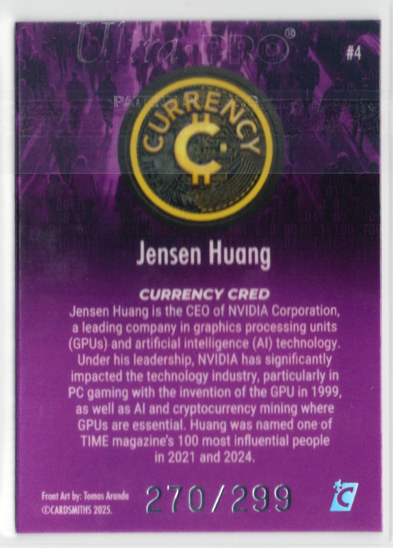 Cardsmiths Currency Series 5 Jensen Huang Tanzanite #4 /299