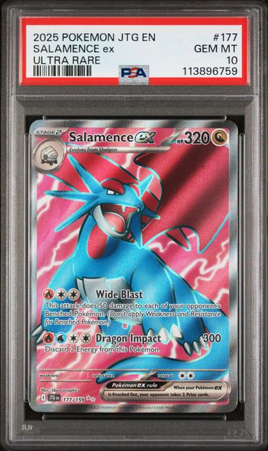 2025 Pokémon JTG English Journey Together #177 Salamence ex Ultra Rare - PSA 10