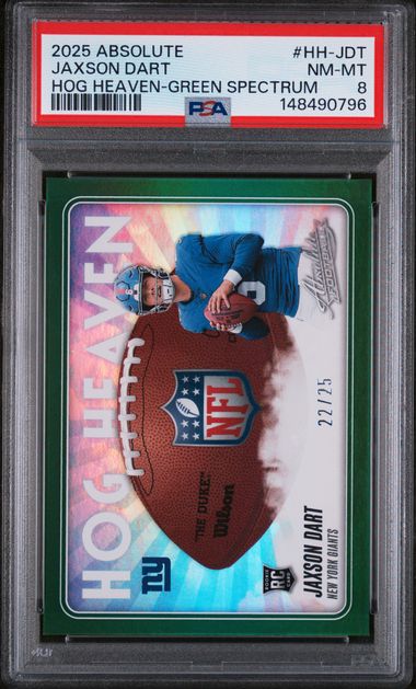 2025 Panini Absolute Jaxson Dart Hog Heaven Green /25 PSA 8 Low Pop Giants RC