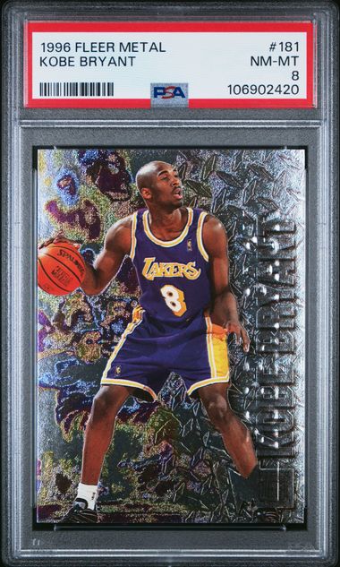 1996 Fleer Metal #181 Kobe Bryant Rookie Card — “Robert Pack” Factory Error — PSA 8 NM-MT