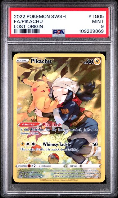 2022 Pokémon Sword & Shield Lost Origin #TG05 Pikachu (Full Art) - PSA 9