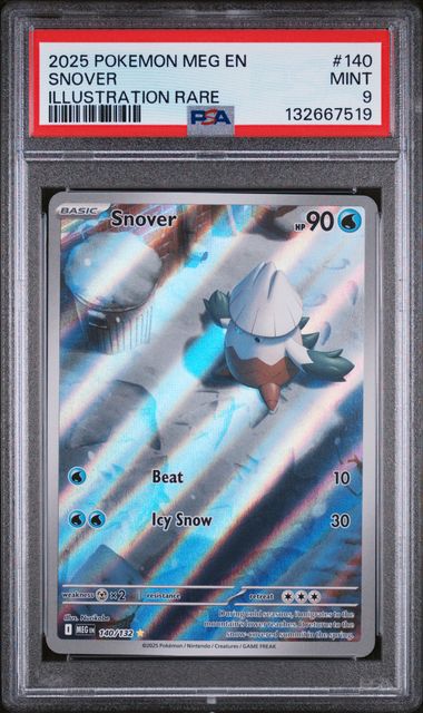 2025 Pokémon Mega Evolution (MEG) – Snover #140 – Illustration Rare – PSA 9