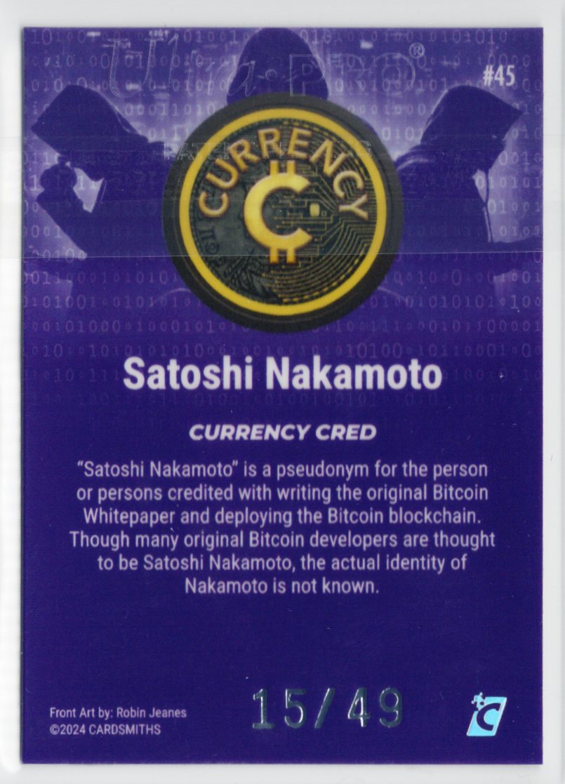 Cardsmiths Series 4 – Satoshi Nakamoto #45 – Amethyst 15/49