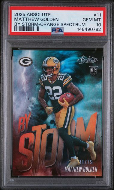 2025 Panini Absolute Matthew Golden By Storm Orange /75 PSA 10 GEM MINT Packers RC