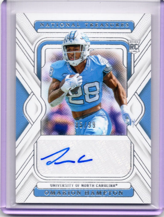 2025 Panini National Treasures Collegiate Omarion Hampton Rookie Auto #RS-OHN – University of North Carolina - 85/99