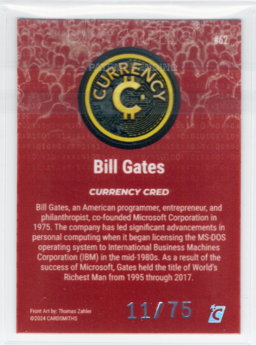 Cardsmiths Series 4 – Bill Gates #62 – Garnet 11/75