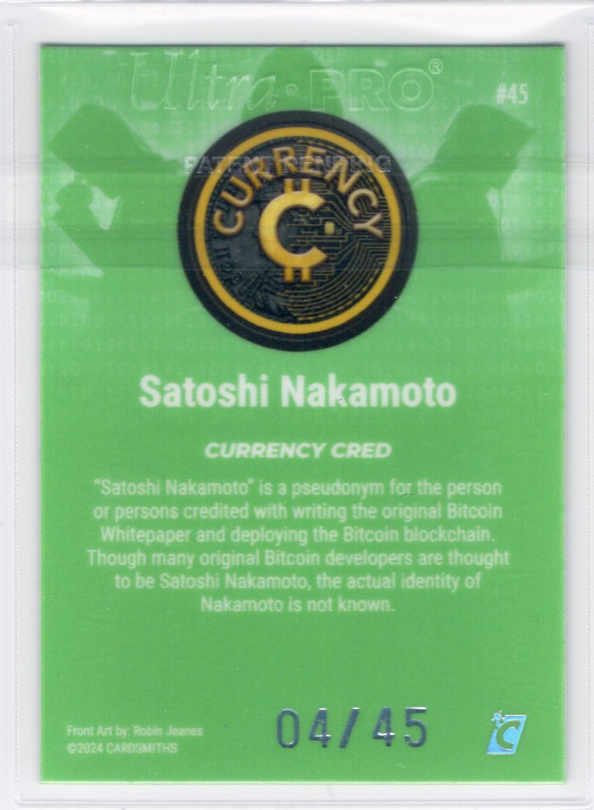 Cardsmiths Series 4 – Satoshi Nakamoto #45 – Jade 04/45