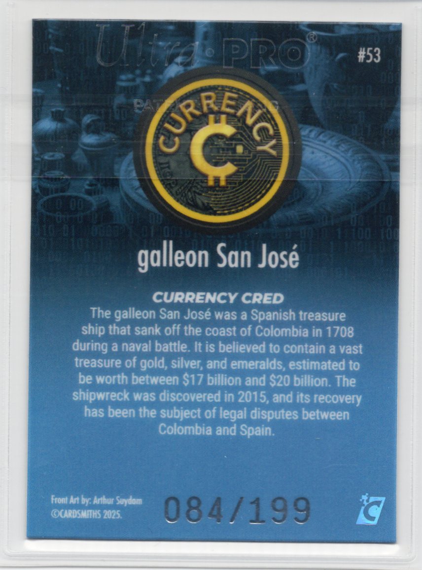Cardsmiths Series 5 – Galleon San José #53 – Blue Topaz Refractor 084/199