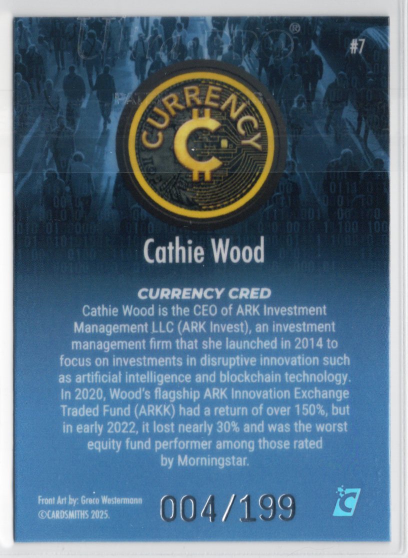 2025 Cardsmiths Series 5  – Cathie Wood #7 – Blue Topaz 004/199