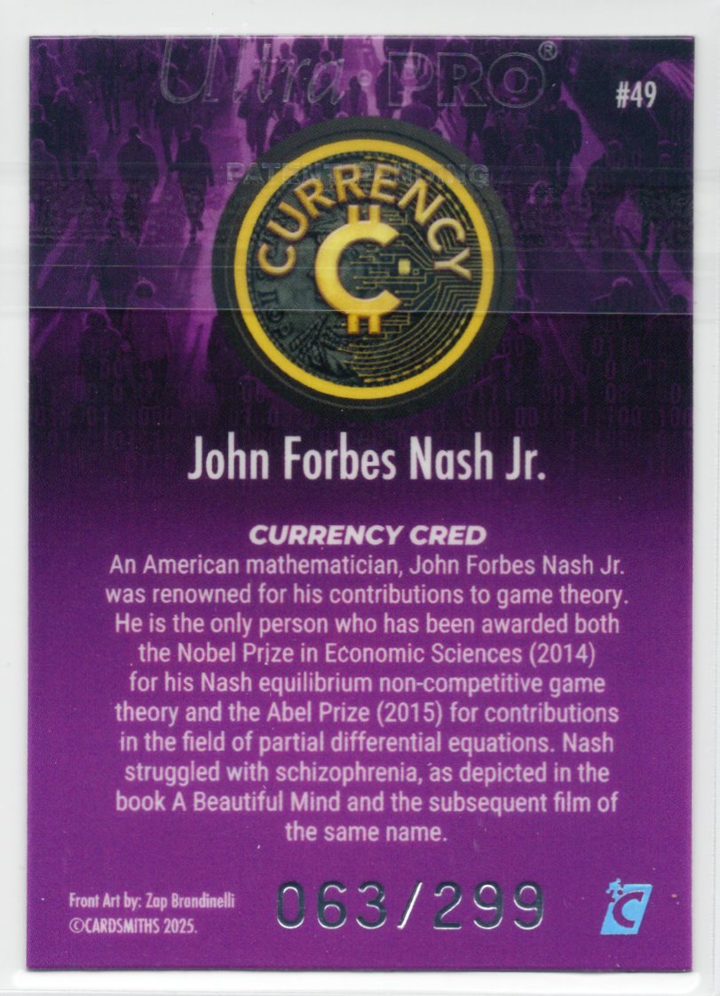 Cardsmiths Series 5 – John Forbes Nash Jr. #49 – Tanzanite 063/299