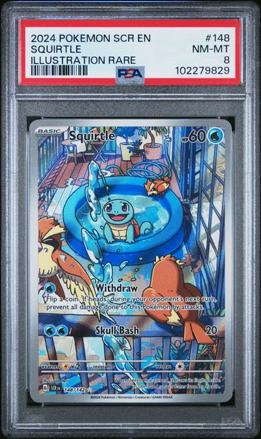 2024 Pokémon SCR English Stellar Crown #148 Squirtle Illustration Rare - PSA 8