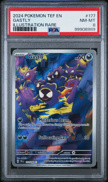 2024 Pokémon TEF English Temporal Forces #177 Gastly Illustration Rare - PSA 8