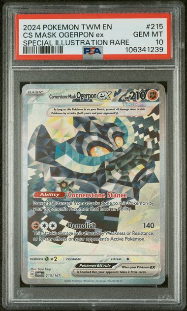 2024 Pokémon TWM English Twilight Masquerade #215 Cornerstone Mask Ogerpon ex Special Illustration Rare - PSA 10