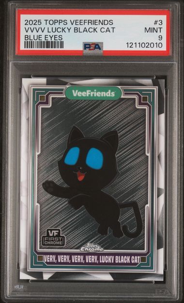 2025 Topps VeeFriends – Very, Very, Very, Very Lucky Black Cat #3 – Blue Eyes – PSA 9