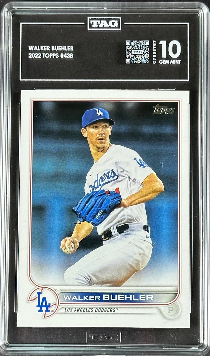 2022 Topps #438 Walker Buehler – Los Angeles Dodgers (TAG 10 GEM MINT)