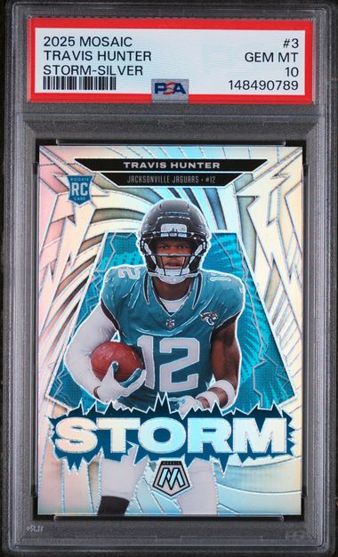 2025 Panini Mosaic Travis Hunter Storm Silver RC PSA 10 GEM MINT Jaguars
