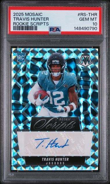 2025 Panini Mosaic Travis Hunter Rookie Scripts Auto RC PSA 10 GEM MINT Jaguars